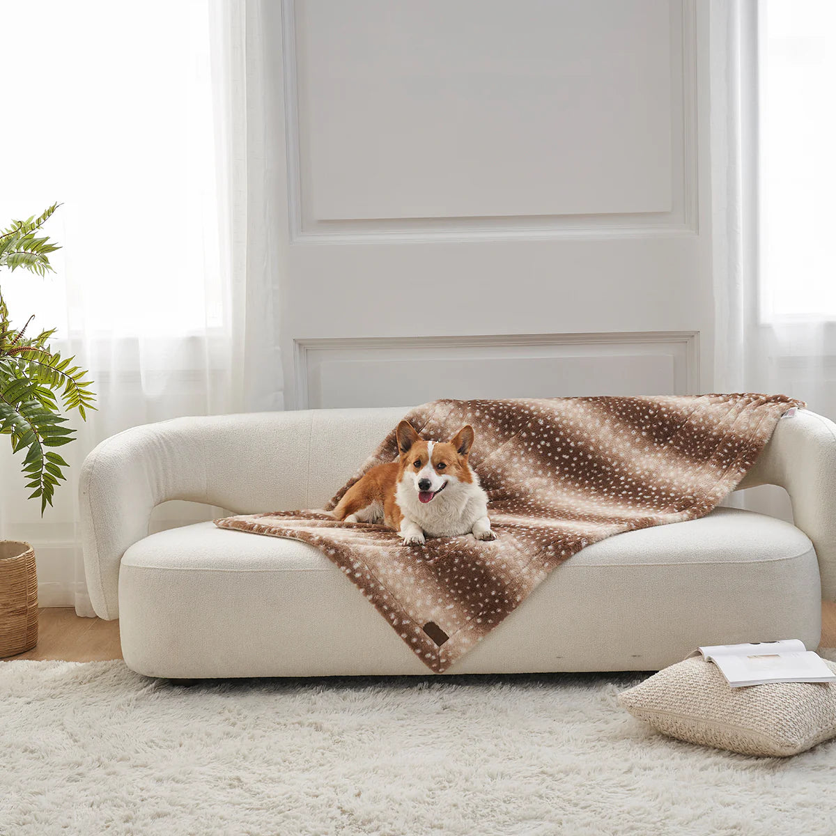 Deer Print Faux Fur Throw Blanket