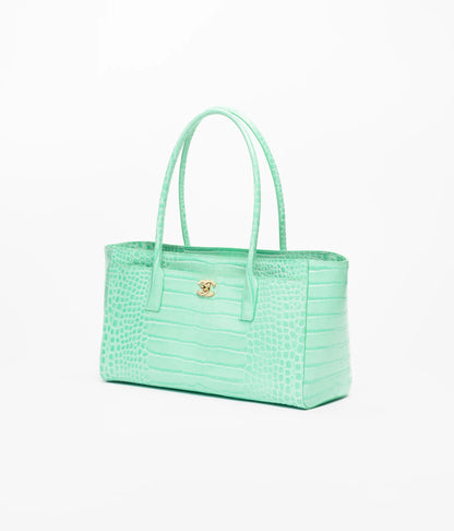 Teal Croc Mini Shoulder Bag