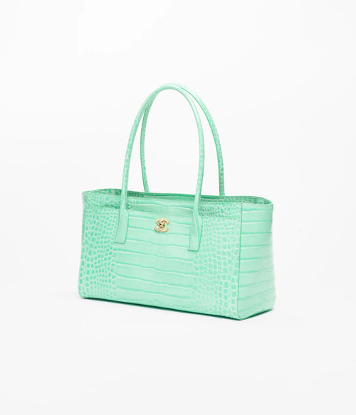 Teal Croc Mini Shoulder Bag