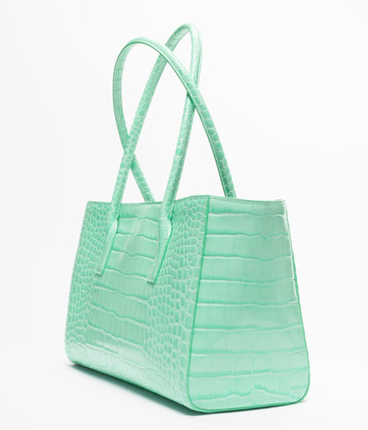 Teal Croc Mini Shoulder Bag